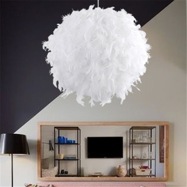 modern pendant light white feather pendant lamp romantic dome hanging lamp for kitchen lamparas luminaria lighting