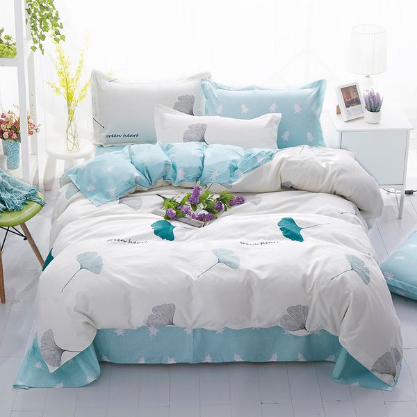 

home bedding set grey blue duvet cover ab side bed linens flat sheet pillowcase bedclothes grid home bedding bed cover set