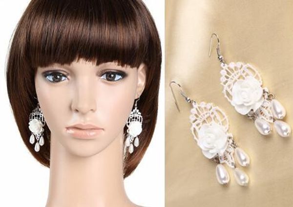 new korean new aesthetic fashion vintage earring lace resin rose pearl earrings stylish classic elegant, Silver
new korean new aesthetic fashion vintage earring lace resin rose pearl earrings stylish classic elegant, Silver