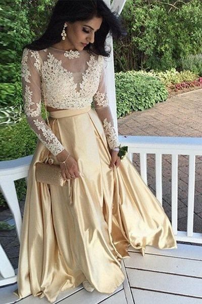 champagne satin two pieces long sleeve evening dresses women's lace bridal gown special occasion prom bridesmaid party dress, Black;red
champagne satin two pieces long sleeve evening dresses women's lace bridal gown special occasion prom bridesmaid party dress, Black;red