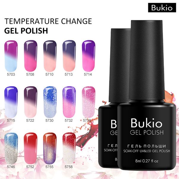 

bukio thermal gel lacquer 8ml temperature change gel varnish hybrid nail polishes everything for manicure decorations for nails, Red;pink
