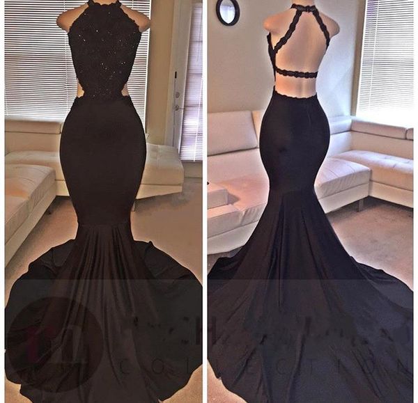 2018 black satin halter lace applique mermaid long prom dresses sequins beaded backless side slit evening formal party dresses
2018 black satin halter lace applique mermaid long prom dresses sequins beaded backless side slit evening formal party dresses