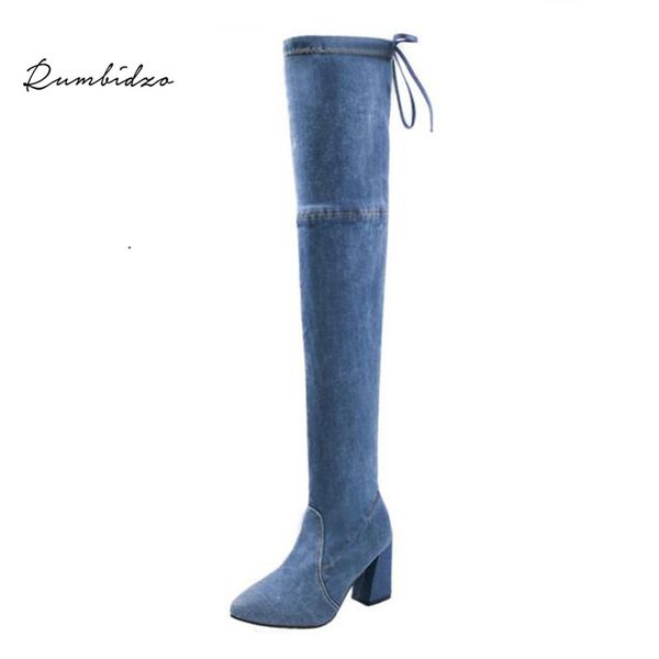 rumbidzo 2018 new women boots blue jeans women over knee high boots high heels denim chunky heels lace up square bootie, Black
rumbidzo 2018 new women boots blue jeans women over knee high boots high heels denim chunky heels lace up square bootie, Black