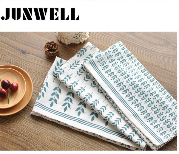 4pcs/lot linen/ cotton leaves printing dishtowel napkin kitchen towel cleaning cloth towel ultra durable pano de prato