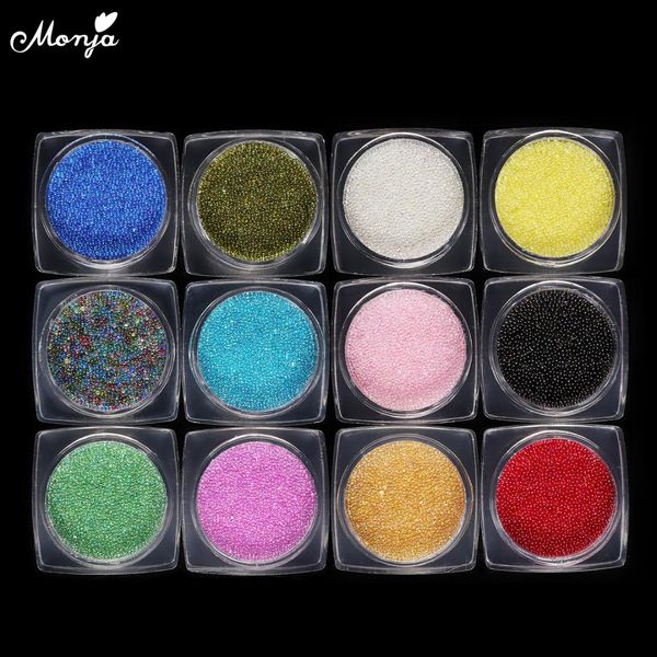 

monja 12 color 1mm nail art mini small chameleon ball caviar beads stud 3d charm diy decorations accessories, Silver;gold