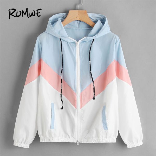 romwe color block chevron zip up jacket drawstring hooded ladies coats spring autumn multicolor casual sporting jackets s18101102, Black;brown
romwe color block chevron zip up jacket drawstring hooded ladies coats spring autumn multicolor casual sporting jackets s18101102, Black;brown
