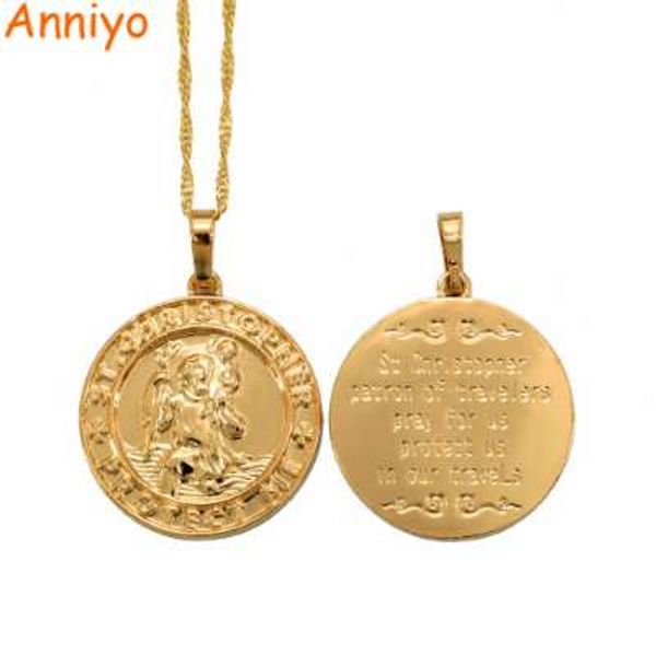 Anniyo St. Christopher Protect Me Necklaces for Women,Light Gold/Silver Color Saint Christophe Pendant Religious Jewelry #040904
Anniyo St. Christopher Protect Me Necklaces for Women,Light Gold/Silver Color Saint Christophe Pendant Religious Jewelry #040904