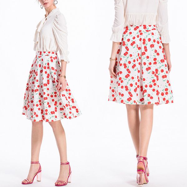 2018 summer women skirt vintage peach blossom floral print high waist ball gown pleated midi skater skirts saias 6q1639, Black
2018 summer women skirt vintage peach blossom floral print high waist ball gown pleated midi skater skirts saias 6q1639, Black