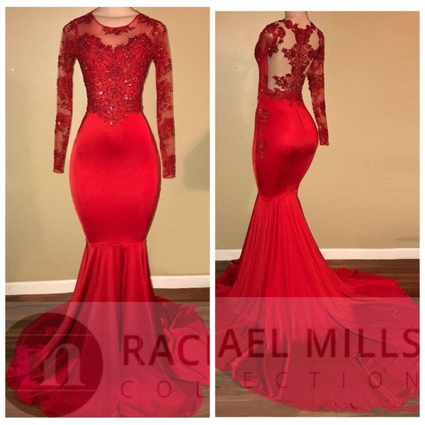 vintage slim sheer long sleeves red prom dresses mermaid lace appliqued beading sequins african black girls evening gowns custom
vintage slim sheer long sleeves red prom dresses mermaid lace appliqued beading sequins african black girls evening gowns custom
