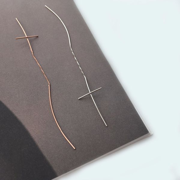 925 solid sterling silver fashion jewelrycross dangle threader long earrings for women a1565
925 solid sterling silver fashion jewelrycross dangle threader long earrings for women a1565