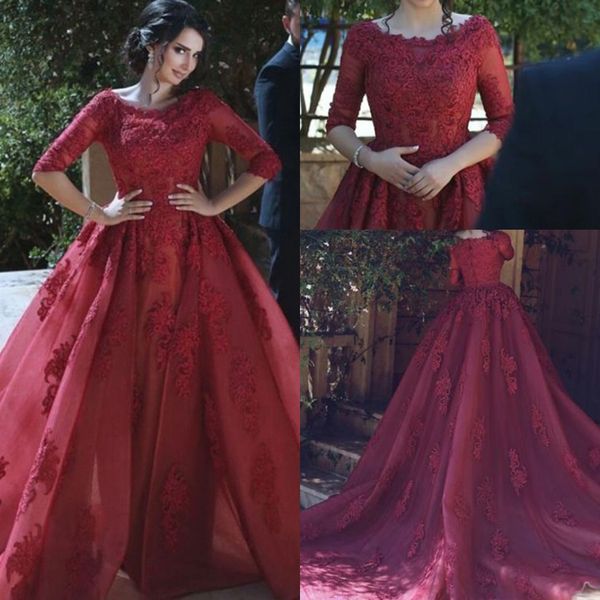 арабский бордовый кружева вечерние платья 2018 половина рукава vestidos jewel шеи аппликации тюль вечернее платье со съемным поездом, Black;red
арабский бордовый кружева вечерние платья 2018 половина рукава vestidos jewel шеи аппликации тюль вечернее платье со съемным поездом, Black;red