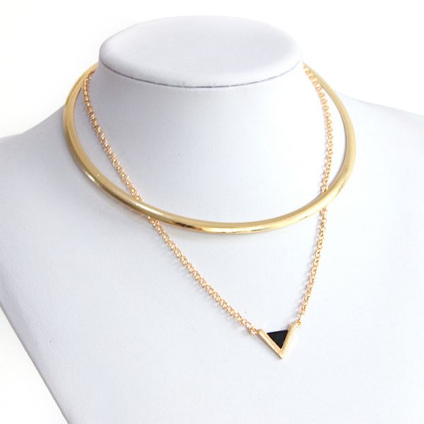 unique golden torques 2 layer necklace for women fashion triangle shape pendant collar chain party jewelry, Silver
unique golden torques 2 layer necklace for women fashion triangle shape pendant collar chain party jewelry, Silver