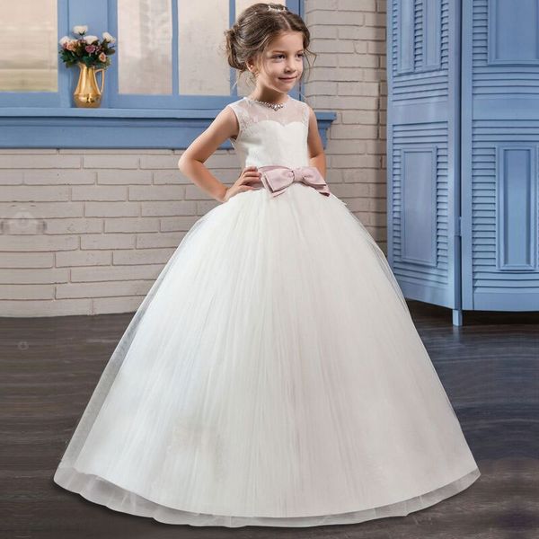 new flower girl dress lace pearls beading kid cloth ball grown illusion zipper bow for party wedding girls dress, White;blue
new flower girl dress lace pearls beading kid cloth ball grown illusion zipper bow for party wedding girls dress, White;blue