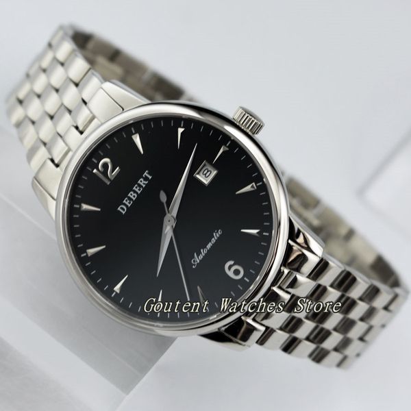40mm debert date ss. case black dial miyota 8215 sapphire glass steel bracelet automatic watch, Slivery;brown
40mm debert date ss. case black dial miyota 8215 sapphire glass steel bracelet automatic watch, Slivery;brown