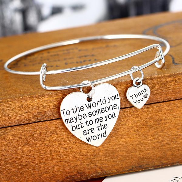 12pc/lot to the world you maybe someone but to me you are the world bangle thank heart charms friends couples bracelet gifts, Black
12pc/lot to the world you maybe someone but to me you are the world bangle thank heart charms friends couples bracelet gifts, Black