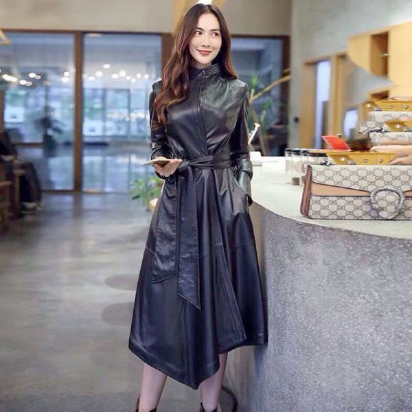 luxury real sheep leather long women jacket ladies long genuine leather trench coat f499 black with waist belt
luxury real sheep leather long women jacket ladies long genuine leather trench coat f499 black with waist belt