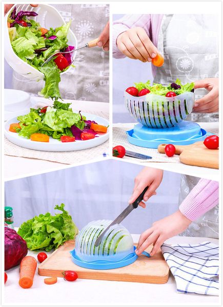 

60 second multifunction fruit vegetable cutter bowls kitchen tools creative salad maker bowl chopper cutter washer easy