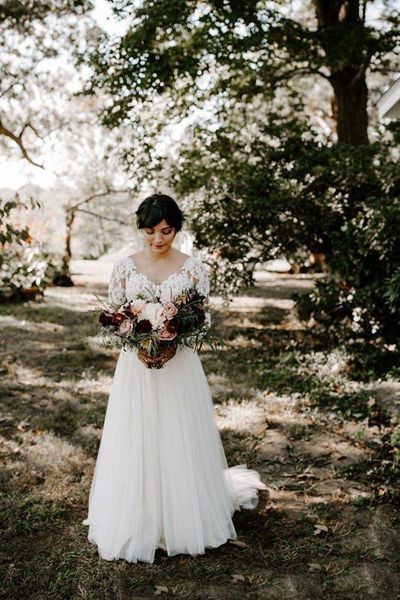 2019 modest country lace wedding dresses new design court train a-line backless long sleeve tulle sheer wedding gowns bridal gowns w500, White
2019 modest country lace wedding dresses new design court train a-line backless long sleeve tulle sheer wedding gowns bridal gowns w500, White