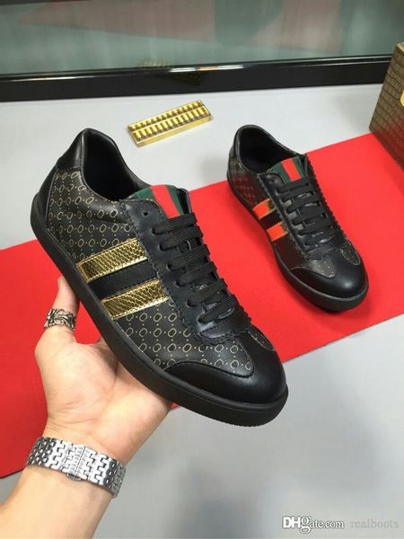 2018 new luxury man women designer shoes dapper dan casual shoes genuine leather red green stripe sneakers size 39--44, Black
2018 new luxury man women designer shoes dapper dan casual shoes genuine leather red green stripe sneakers size 39--44, Black