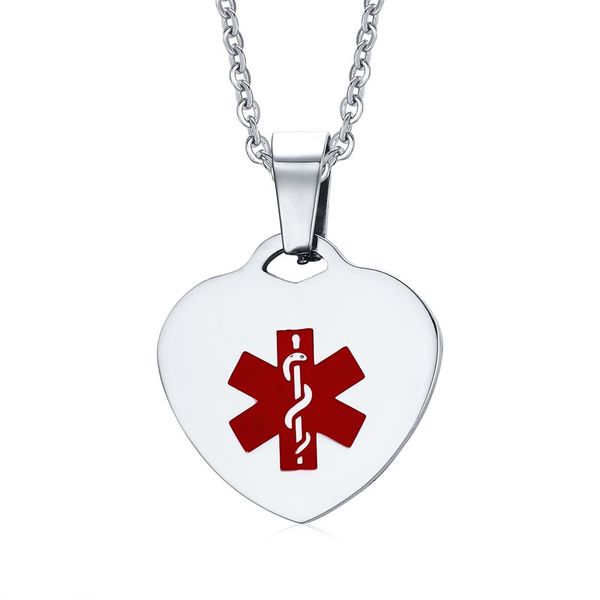 titanium steel heart shape medical alert id pendant & necklace for women fashion jewelry, Silver
titanium steel heart shape medical alert id pendant & necklace for women fashion jewelry, Silver