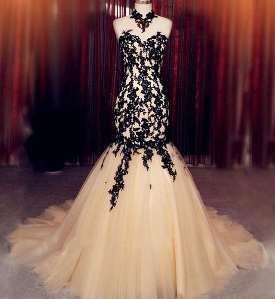 lace mermaid prom dresses vintage black high neck sheer tulle backless formal evening dress sweep train party gowns
lace mermaid prom dresses vintage black high neck sheer tulle backless formal evening dress sweep train party gowns