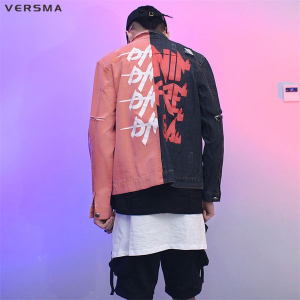 versma 2018 autumn high street hip hop vintage men denim jacket coat korean harajuku ripped patchwork streetwear college jacket, Black;brown
versma 2018 autumn high street hip hop vintage men denim jacket coat korean harajuku ripped patchwork streetwear college jacket, Black;brown