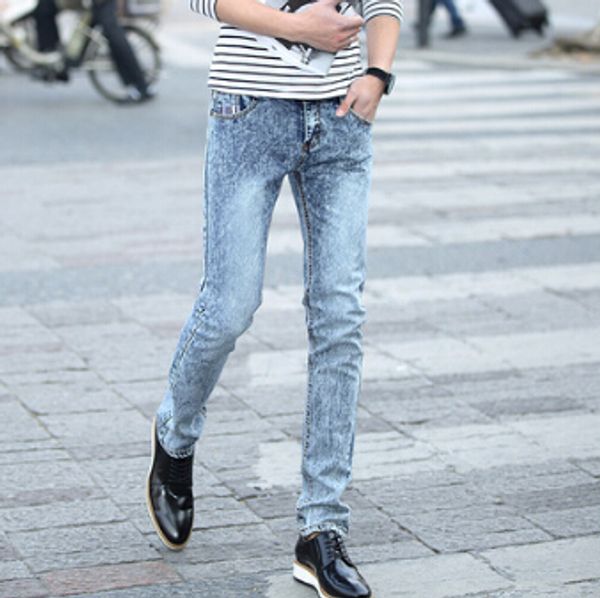 light jeans male skinny pencil pants young teenager slim fit clothing bottoming trousers, Blue
light jeans male skinny pencil pants young teenager slim fit clothing bottoming trousers, Blue