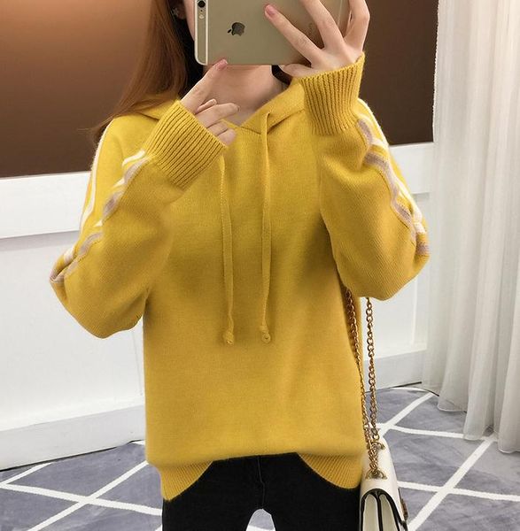 send korean round collar striped loose and comfortable set head sweater 2018 spring new hooded fashion coat woman, White;black
send korean round collar striped loose and comfortable set head sweater 2018 spring new hooded fashion coat woman, White;black