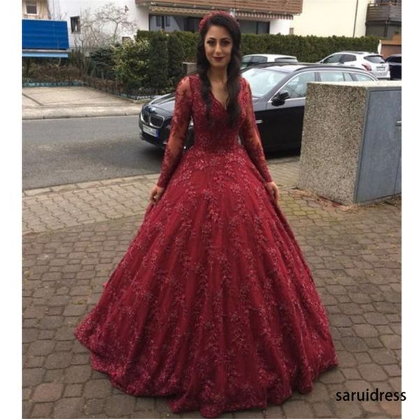 16 dress lace ball gown sweep train prom dresses elegant saudi arabia quinceanera dresses long sleeve formal evening dress, Blue;red
16 dress lace ball gown sweep train prom dresses elegant saudi arabia quinceanera dresses long sleeve formal evening dress, Blue;red