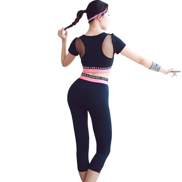 women's 2018 yoga clothing short sleeve pants yoga 3-piece fitness running jogging outdoor sportswear female set sport suit, Black;blue
women's 2018 yoga clothing short sleeve pants yoga 3-piece fitness running jogging outdoor sportswear female set sport suit, Black;blue
