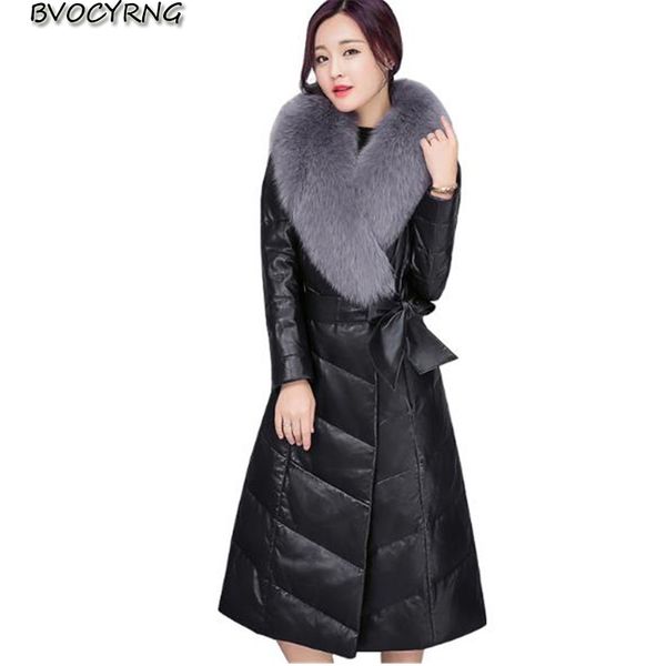 new 2018 leather jacket women large real fur collar thicken down winter coat female long leather outerwear, Black
new 2018 leather jacket women large real fur collar thicken down winter coat female long leather outerwear, Black