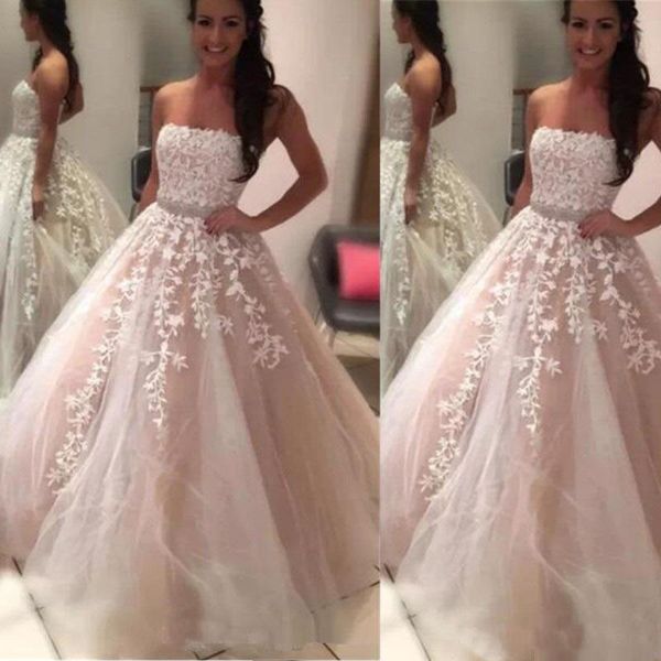 Latest Ivory White Prom Dresses With Lace A Line Strapless Sleeveless Beaded Floor Length Tulle Party Dress Evening Dresses Custom Made
Latest Ivory White Prom Dresses With Lace A Line Strapless Sleeveless Beaded Floor Length Tulle Party Dress Evening Dresses Custom Made