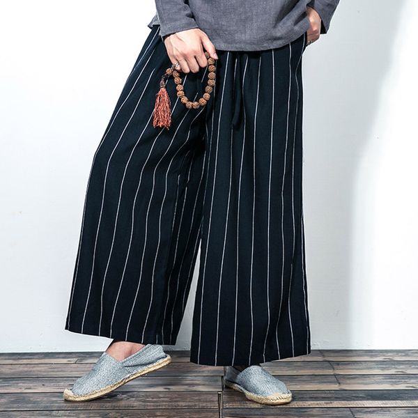 mens fashion wide leg pant japanese kimono style comfortable casual loose stripe cotton linen trousers, Black
mens fashion wide leg pant japanese kimono style comfortable casual loose stripe cotton linen trousers, Black