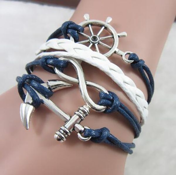 5pc/lot new jewelry new hand-woven fashion ancient silver boat anchor rudder multi-layer leather bracelet jewelry accessories, Golden;silver
5pc/lot new jewelry new hand-woven fashion ancient silver boat anchor rudder multi-layer leather bracelet jewelry accessories, Golden;silver