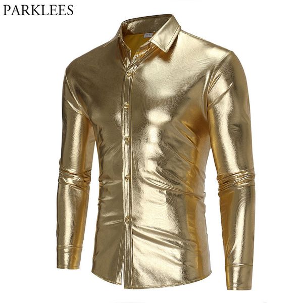 night club wear men's stage dance perform shirt 2018 brand slim fit long sleeve shirts men shiny coated metallic chemise homme, White;black
night club wear men's stage dance perform shirt 2018 brand slim fit long sleeve shirts men shiny coated metallic chemise homme, White;black