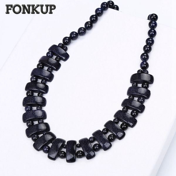 fonkup blue sandstone necklace natural stone bead chains bohemia women engagement jewelry pendant men accessories geometric rope, Silver
fonkup blue sandstone necklace natural stone bead chains bohemia women engagement jewelry pendant men accessories geometric rope, Silver