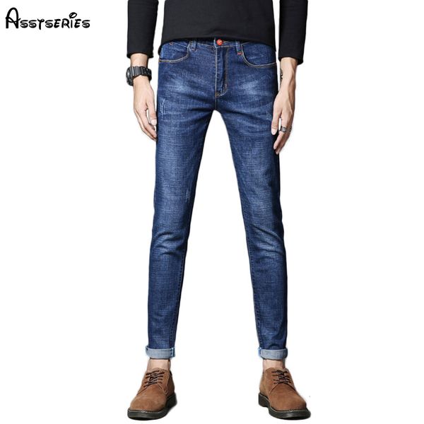 men autumn jeans 2018 new slim fit men's jeans small feet elastic male outwear trousers d89, Blue
men autumn jeans 2018 new slim fit men's jeans small feet elastic male outwear trousers d89, Blue