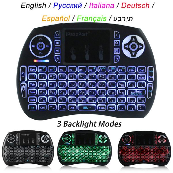 

iPazzPort Russia/English/Italian/Spanish/German Version 2.4GHz Wireless Mini Keyboard QWERTY Backlight Function with Touchpad