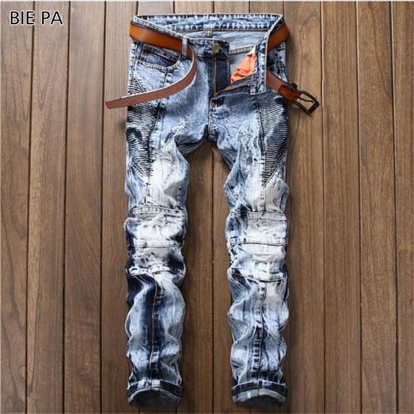 2018 new slim jeans pants spliced creases personality creative club glossy straight american style men's jeans size29-38 #17001, Blue
2018 new slim jeans pants spliced creases personality creative club glossy straight american style men's jeans size29-38 #17001, Blue