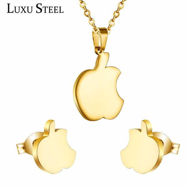 jewelry set bite apple pendant necklace earring set made of anti allergic stainless steel women accessories for gift, Silver
jewelry set bite apple pendant necklace earring set made of anti allergic stainless steel women accessories for gift, Silver