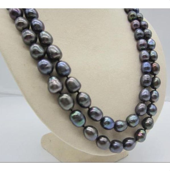 2 row natural 11-12mm south sea black pearl necklace 14k yellow gold 17-18, Silver
2 row natural 11-12mm south sea black pearl necklace 14k yellow gold 17-18, Silver