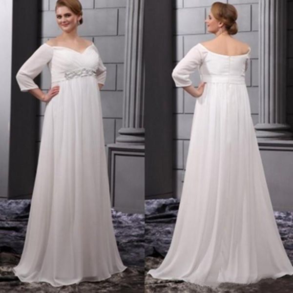 plus size a-line wedding dresses chiffon simple summer beaded sash long sleeves bridal gowns custom made wedding dress, White
plus size a-line wedding dresses chiffon simple summer beaded sash long sleeves bridal gowns custom made wedding dress, White