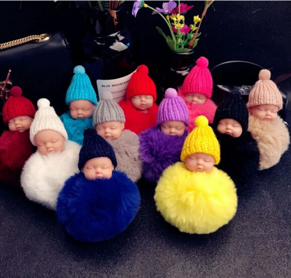12 colors cute sleeping baby doll keychain pompom rabbit fur ball key chain car keyring women key holder bag pendant charm accessories, Silver
12 colors cute sleeping baby doll keychain pompom rabbit fur ball key chain car keyring women key holder bag pendant charm accessories, Silver