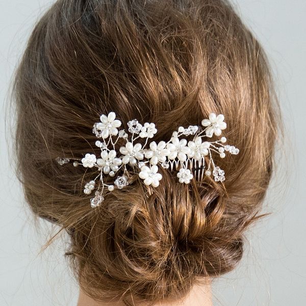 elegant simple wedding combs with pearls see through beads bridal hair accessories hair pins for brides, Silver
elegant simple wedding combs with pearls see through beads bridal hair accessories hair pins for brides, Silver