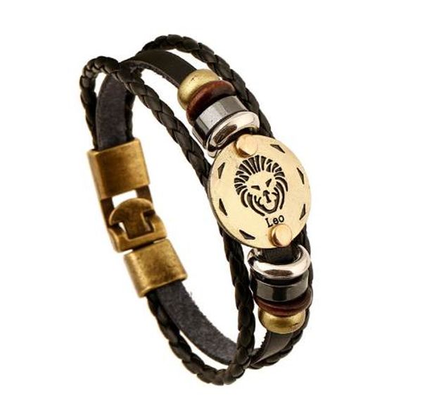 bccat bronze alloy buckles 12 constellations bracelet punk men leather zodiac casual bracelet personality charm bangle jewelry, Golden;silver
bccat bronze alloy buckles 12 constellations bracelet punk men leather zodiac casual bracelet personality charm bangle jewelry, Golden;silver