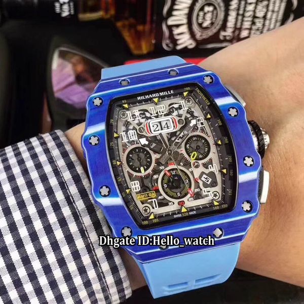 new rm11-03 big date blue carbon fibers case flyback chrono skeleton black dial automatic mens watch rm011 sapphire glass blue rubber strap, Slivery;brown
new rm11-03 big date blue carbon fibers case flyback chrono skeleton black dial automatic mens watch rm011 sapphire glass blue rubber strap, Slivery;brown