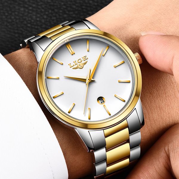 relogio mens watches lige new men's fashion business watch men's stainless steel waterproof watch chronometer date quartz clock, Slivery;brown
relogio mens watches lige new men's fashion business watch men's stainless steel waterproof watch chronometer date quartz clock, Slivery;brown