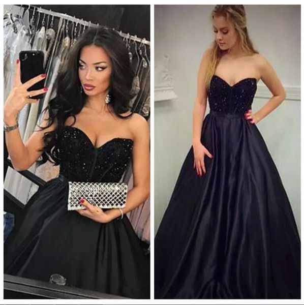 2018 black a line satin prom dresses sweetheart crystals beaded evening gowns formal party dresses vestidos de fiesta
2018 black a line satin prom dresses sweetheart crystals beaded evening gowns formal party dresses vestidos de fiesta