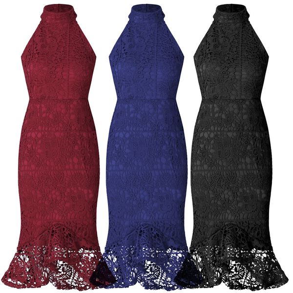 european and american women's uniform color, spring and summer fish tail dress, lace dress, Black;gray
european and american women's uniform color, spring and summer fish tail dress, lace dress, Black;gray
