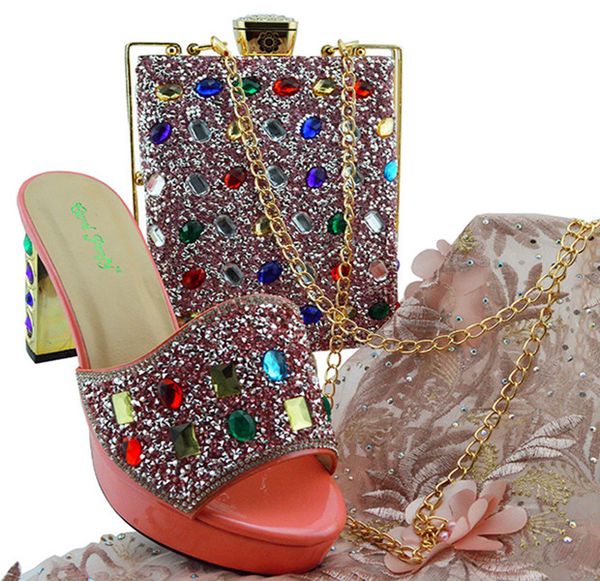 Most popular pink women shoes with big crystal african shoes and handbag set for dress MD002,heel 9CM
Most popular pink women shoes with big crystal african shoes and handbag set for dress MD002,heel 9CM